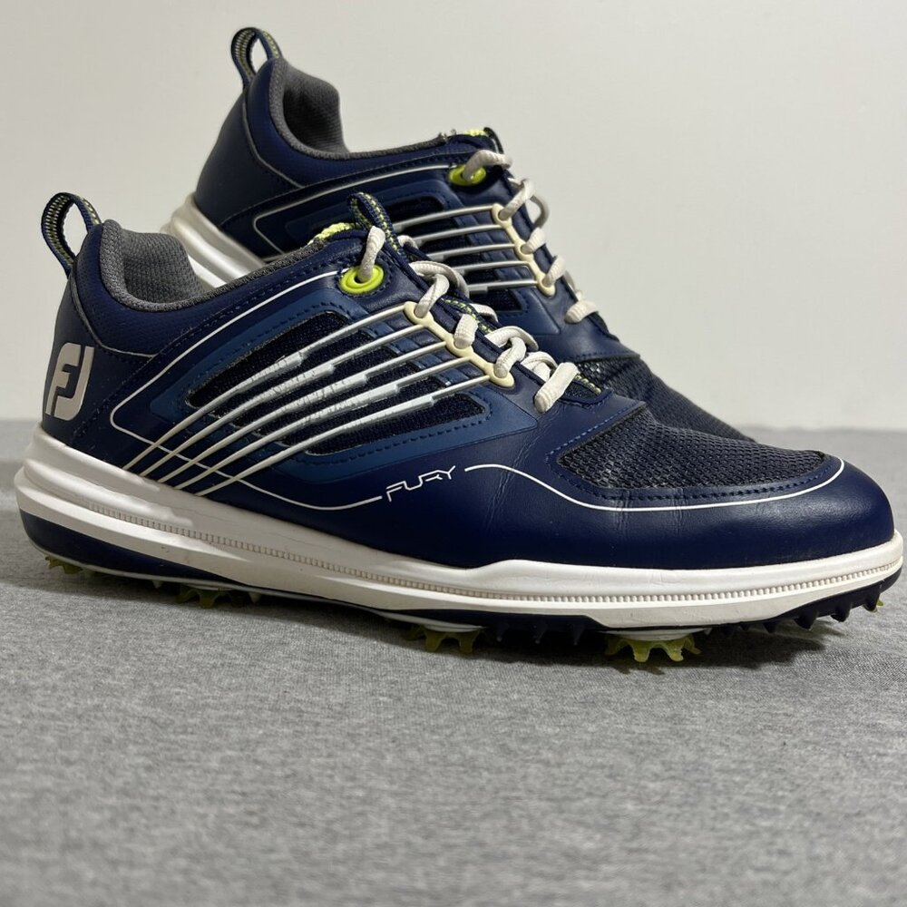FootJoy FJ Fury Golf Shoes Men's Size 8 M Navy‎ Blue Green Spikes 51101